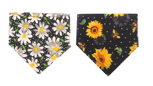 EXTRA SMALL- Summer Daisies & Sunflowers Reversible Bandana